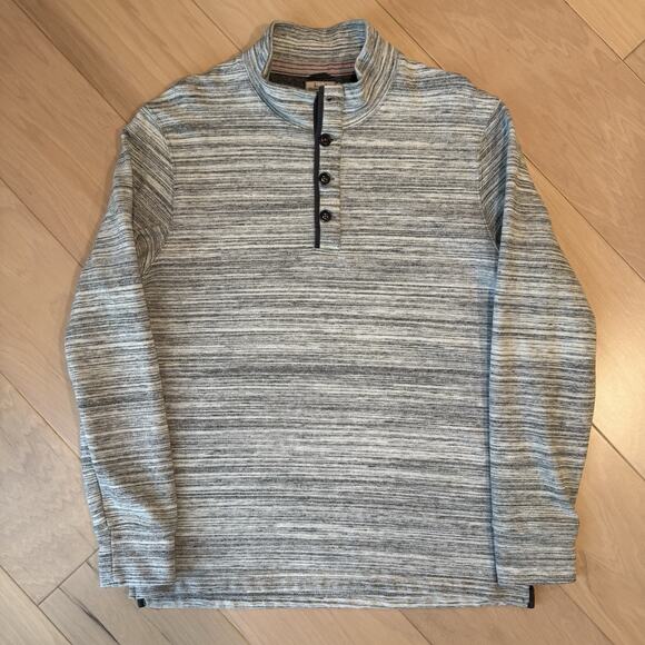 Relwen Henley Button Collar Sweater Large Heather Gray Fleece Pullover Outerwear - Picture 2 of 8